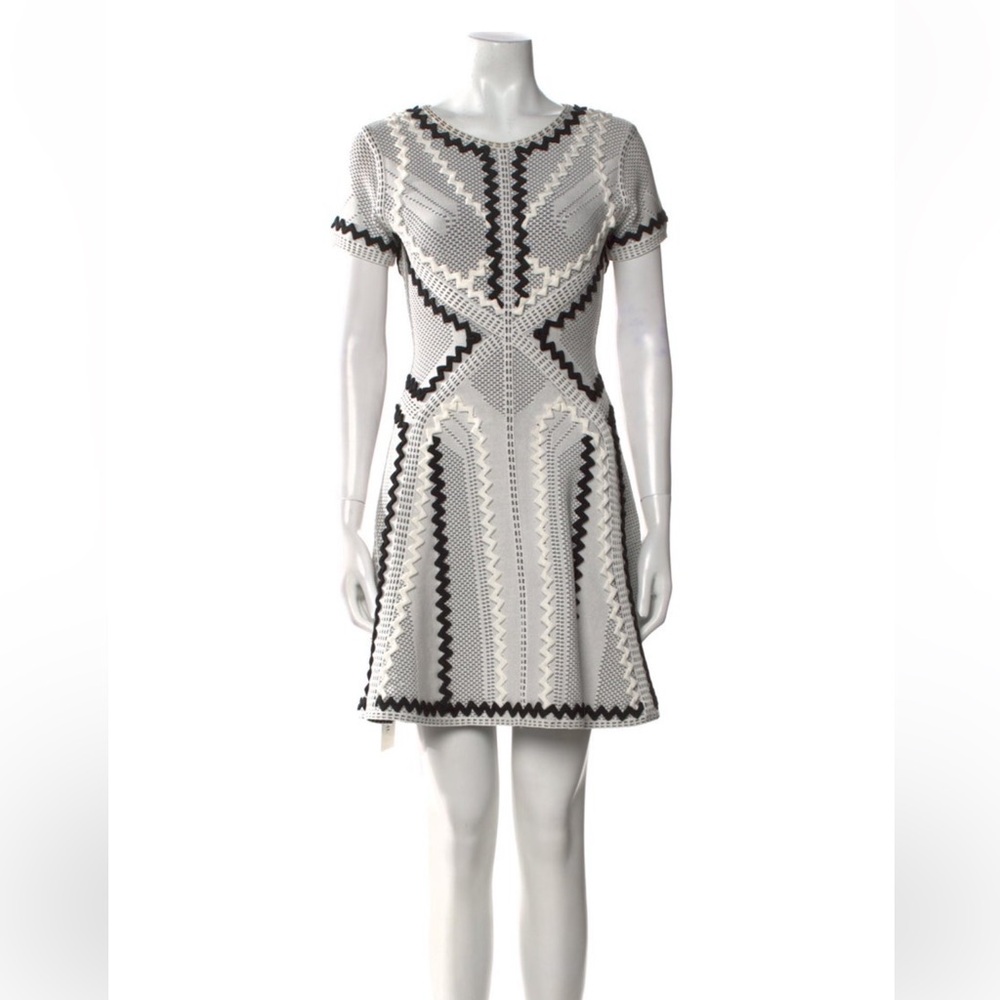 Herve Leger zig zag black and white fit n flare dress size medium